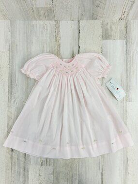 Petit Ami 3 Months Baby Girl Pink Smocked Bishop Dress NWT